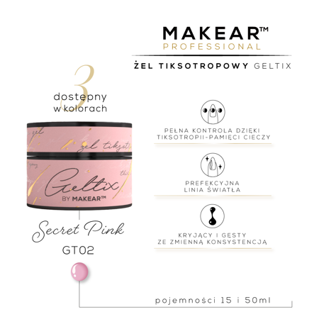Secret Pink 15ml, GELTIX thixotropic gel GT02 - Image 2